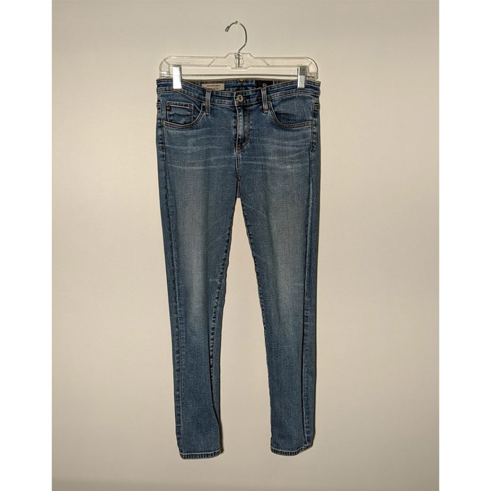 AG Stevie Slim Straight Ankle Jean, Low-Rise, Size 27 Regular, Light Wash